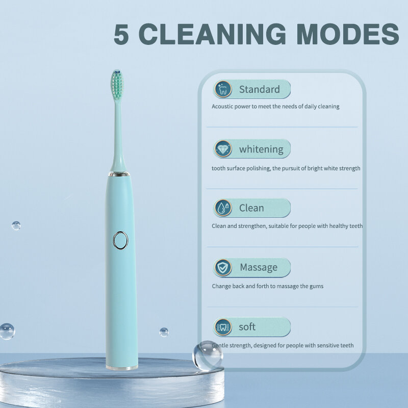 Boyakang adulto sonic escova de dentes elétrica inteligente 5 modo escovação inteligente timing ipx8 cerdas dupont à prova dwaterproof água carregamento rápido