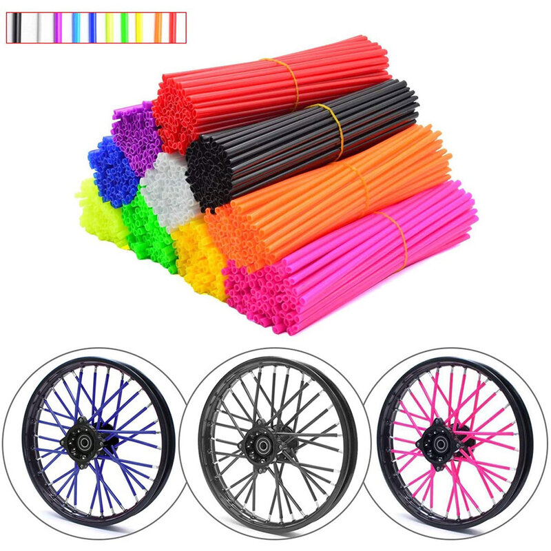 Enveloppes de rayons de roue de vélo pour moto, manchons en plastique, décoration de vélo, 72 pièces