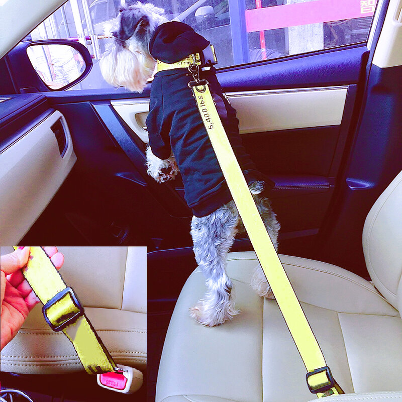 Fashion Dog Leash Car Seat Belt Nylon Dog Safety Car Seat Belt Letter Print Dog Seating Rope for Car Travel High Quality 2021