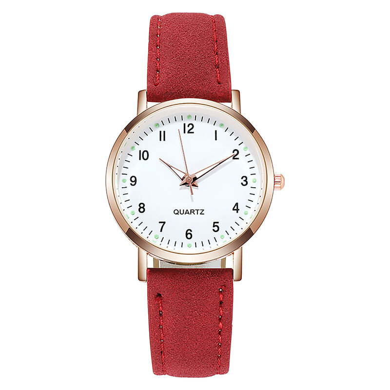 Reloj de cuarzo luminoso Retro para mujer, pulsera de correa de cuero, sencillo, resistente al agua, zegarek damski