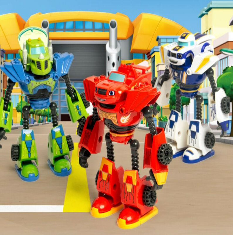 Blaze Monster Machines figura de Anime de dibujos animados de plástico/aleación, modelo de figura de acción de coche deformado, juguetes para niños, regalos de cumpleaños para niños