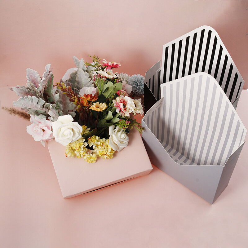 Caja para sobres con soporte de letras, empaque de ramo rosa, embalaje de regalo para invitaciones de boda, enrollador de burbujas