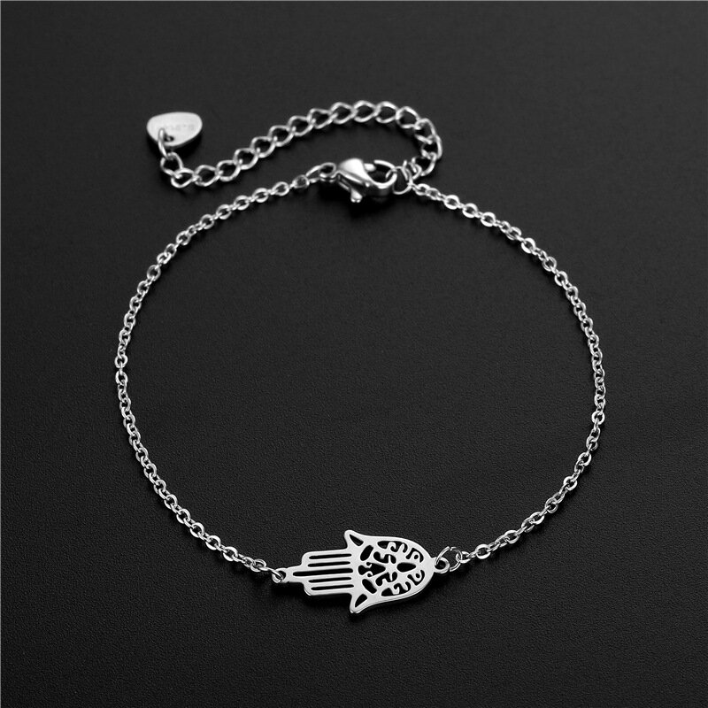 Simple Plane Tree Cross Charm Bracelet Stainless Steel Dog Wing Adjustable Chain Link Bracelets Pulsera Jewelry Gift for Women