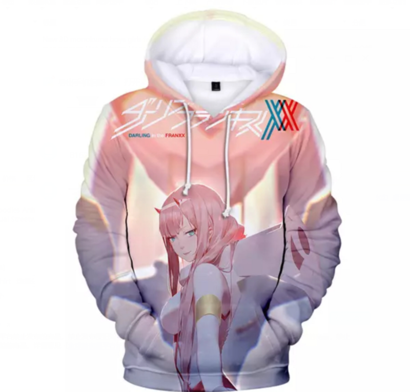 Sweat-shirt à capuche unisexe pour homme et femme, sweat-shirt imprimé en 3D, dessin animé DARLING in the FRANXX, vêtements décontractés