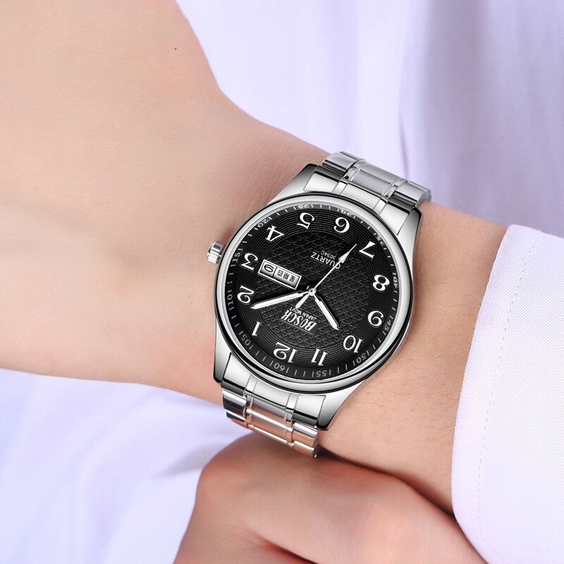 Chinese Engels Kalender Mannen Horloges Business Klassieke Waterdichte Lichtgevende Aantal Quartz Horloges En Klokken Dropshipping