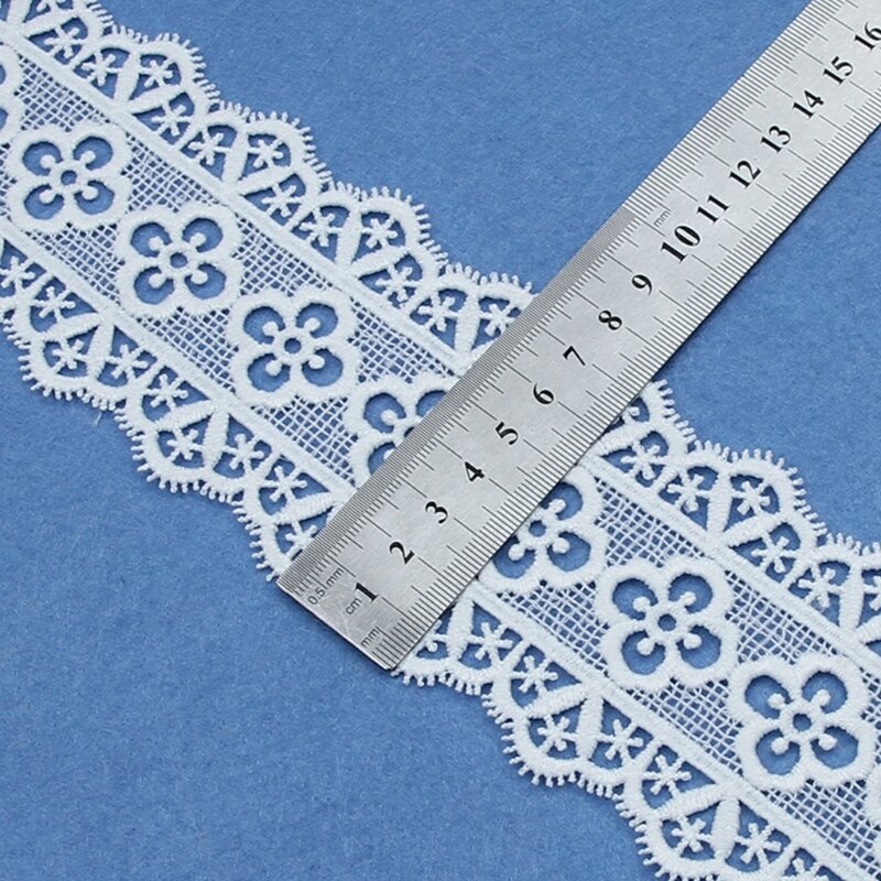 X3UE Spitze Trim Einseitige Breite Polyester & Baumwolle Wasser-löslich Stickerei Spitze Weiß Hohl Kleidung Vorhang Spitze Zubehör