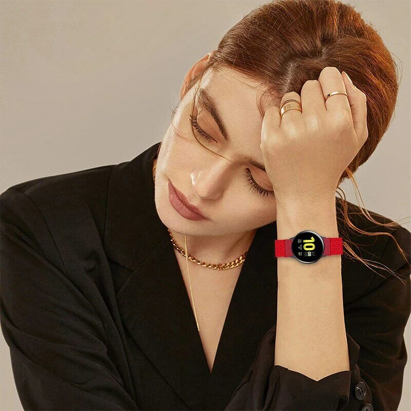 Bracelet tressé en nylon, 20mm/22mm, pour Samsung Galaxy watch 3/46mm/42mm/active 2/Gear S3 Huawei watch GT/2/2e/Pro amazfit bip