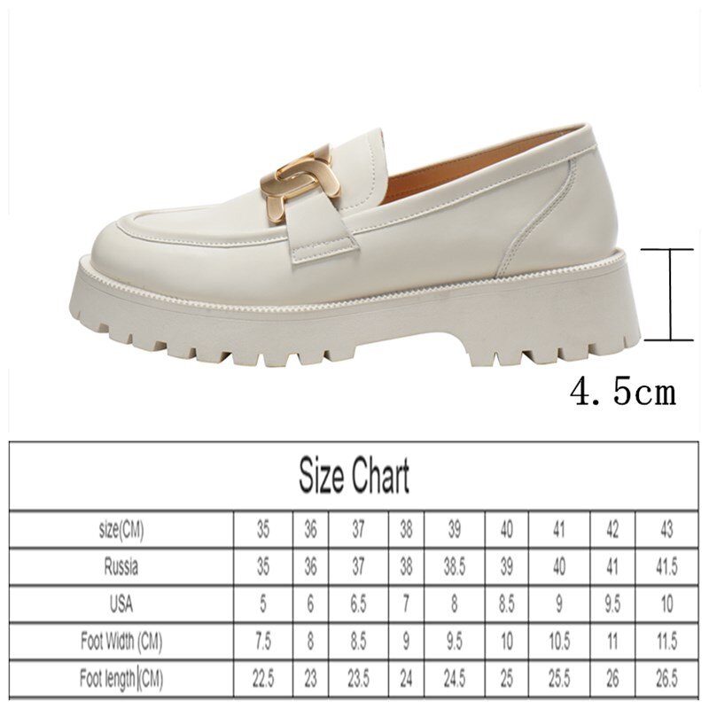 Women Shoes Loafers Spring New Genuine Leather Thick Bottom British Style School Women Shoes Large Size Horsebit Shoes Ladies