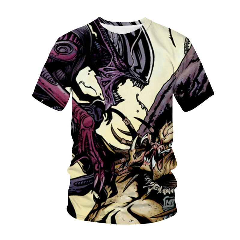 Novo estrangeiro t-shirts jogo filme 3d impressão streetwear moda masculina o-pescoço manga curta t camisa predador hip hop camisetas topos unissex