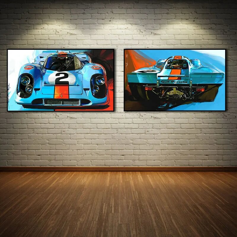 Affiche Vintage de voiture de course Ford GT 911, peinture sur toile, décor de maison, image murale pour salon