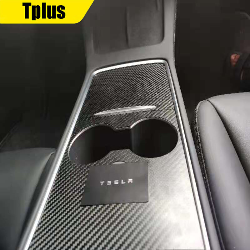 Tplus – autocollant de panneau de commande centrale de voiture, Film de Protection en Fiber de carbone, pour Tesla Model 3 2021 / Model Y 2021