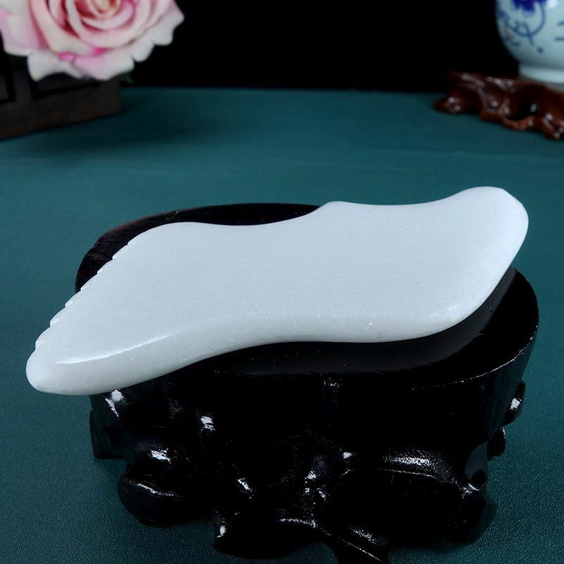 1Pcs Gouache Scraper White Jade Gua Sha Board Natural Stone Scraping Massage Tool For Body and Face Relaxation Detox Beauty Care