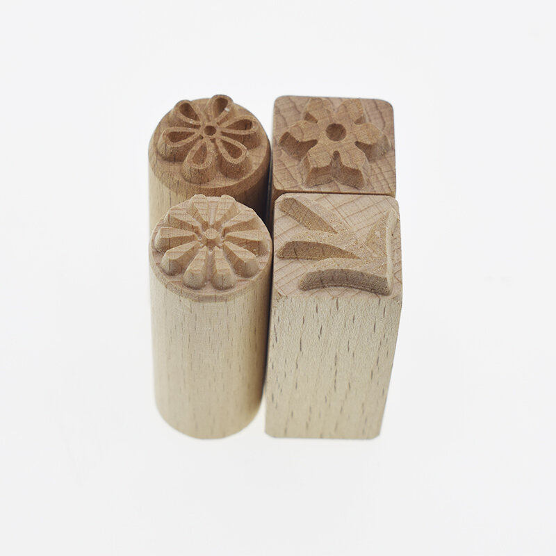 Sello de cerámica de madera maciza, herramientas de Arcilla polimérica con textura de flor de hierba, diseño en relieve, bricolaje, 1 ud.