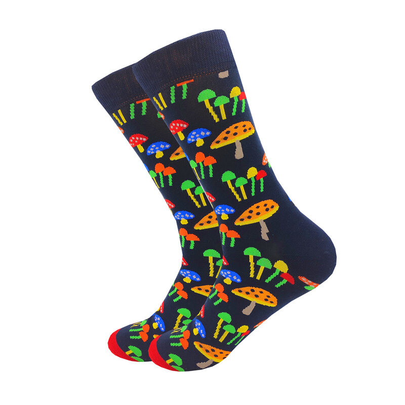 Модные Разноцветные хлопковые носки в стиле хип-хоп для мужчин и женщин, забавные носки с мультяшным принтом гамбургеров, грибов, печенья, к...