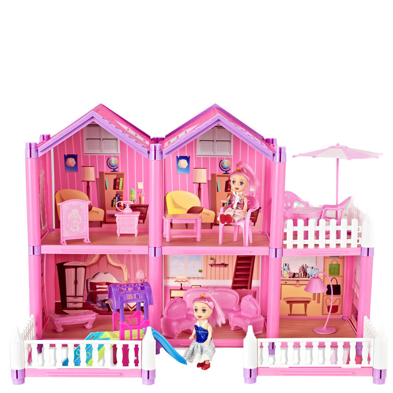 Большой кукольный домик для детей «сделай сам», набор для строительства кукольного домика, мебель, миниатюрная вилла, сборные игрушки, рожд...