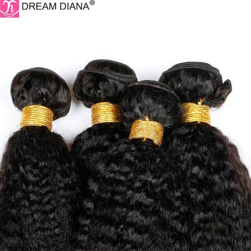 Dreamdian-aplique de cabelo longo, cabelo afro yaki, tamanhos de 8 a 30 polegadas, cor natural, mechas de cabelo 100% humano