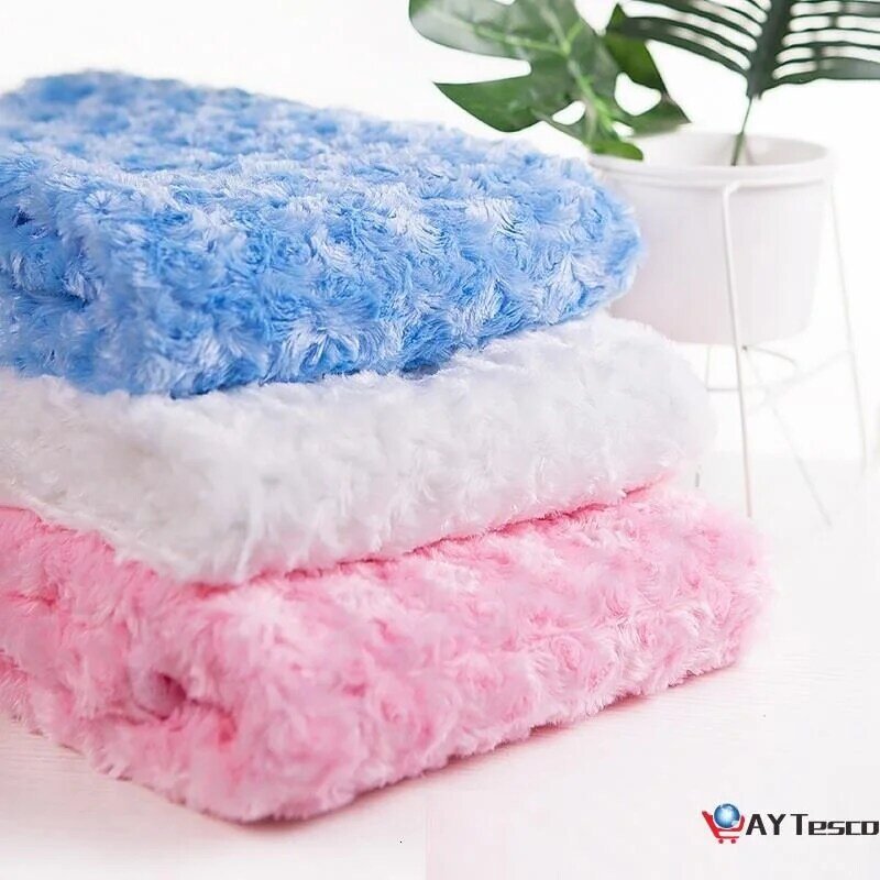AY TescoBaby-Manta de doble capa para recién nacido, edredón de felpa esponjosa de lana rosa, envolvente, ropa de cama para bebé recién nacido