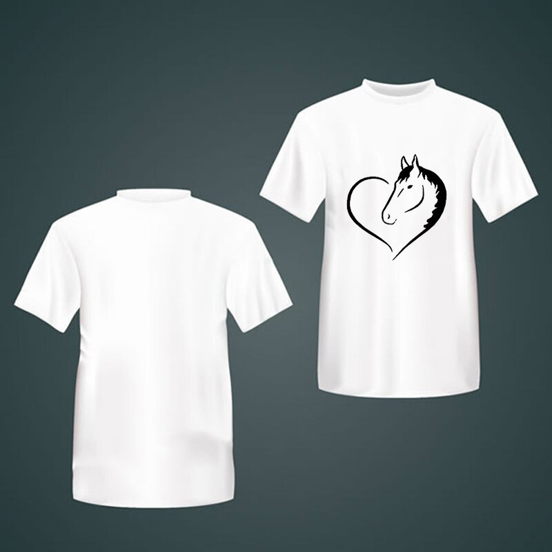 Lus-Camiseta con estampado de dibujos de caballos para mujer, camiseta divertida informal para mujer, camiseta Kawaii de talla grande