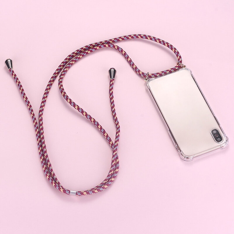 Lujosa funda de telefono de silicona con cordon para iPhone 11 Pro Max XR XS X 8 6s funda ultradelgada con cordon para collare