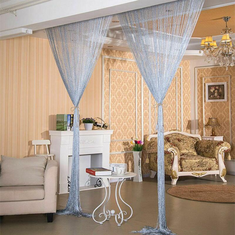 Curtains Thread String Curtain Door Tassel Bead Sheer Drape panel For Window Bedroom Living Room 1*2M