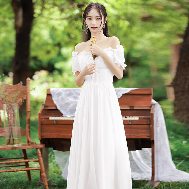 Sexy-Ausschnitt-Französisch Stil Kleid-Weiß Kleid für Hochzeit und Party in Sommer
