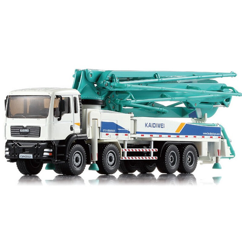 Alloy Diecast Concrete Pump Truck 1:55 80cm Folding Pipe 4 Telescope Stand Construction Truck Model Collection Gift for Kids Toy