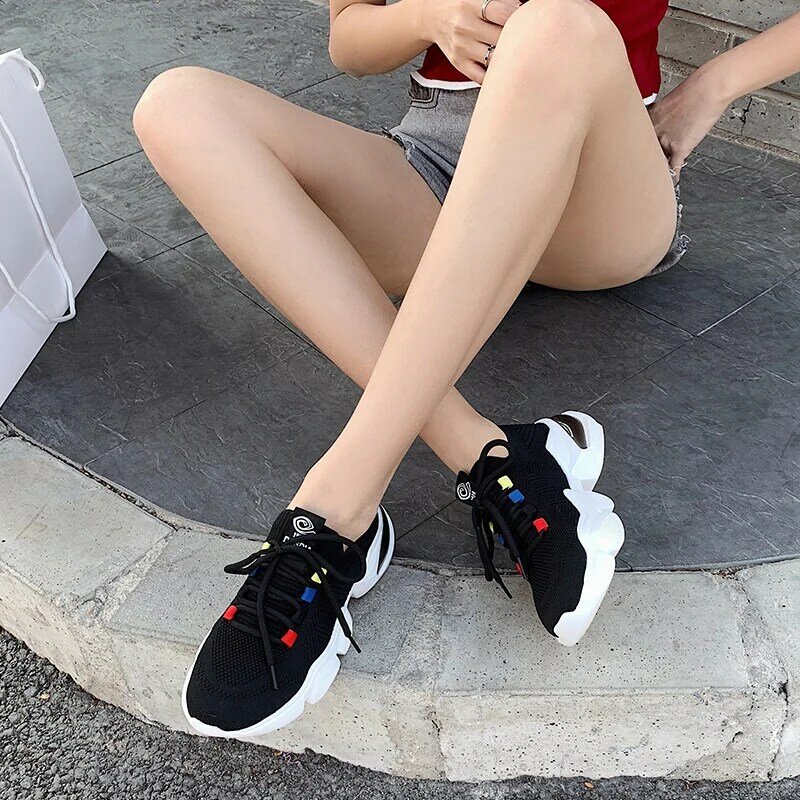 ZHR 2021 Women Trainers White Sneakers Female Casual Shoes Lace Up Sports Running Shoes Platform Sneakers Chunky Trainers Woman