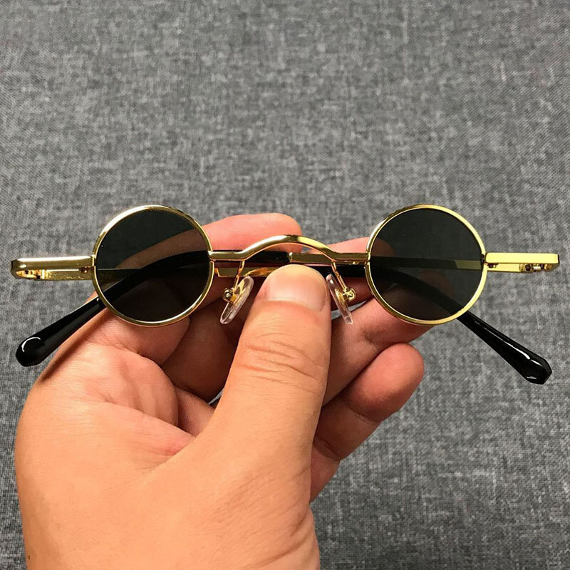 Kacamata Hitam Bundar Punk Baru 2021 Kacamata Cermin Pangeran Kacamata Hitam Retro Uniseks Bingkai Ultra Kecil Bentuk Cekung Hip Hop