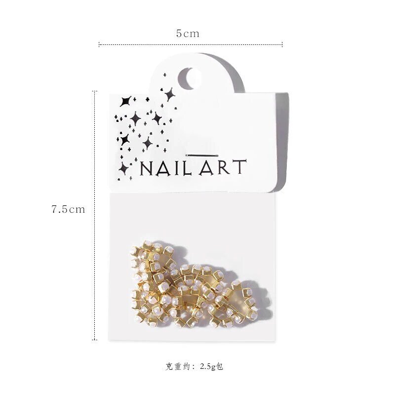 Cadena de perlas de Metal 3D de 25cm para decoración de uñas, cuentas de aleación de oro/plata, cadenas para uñas, diseño de Gel UV DIY, accesorio de joyería para manicura