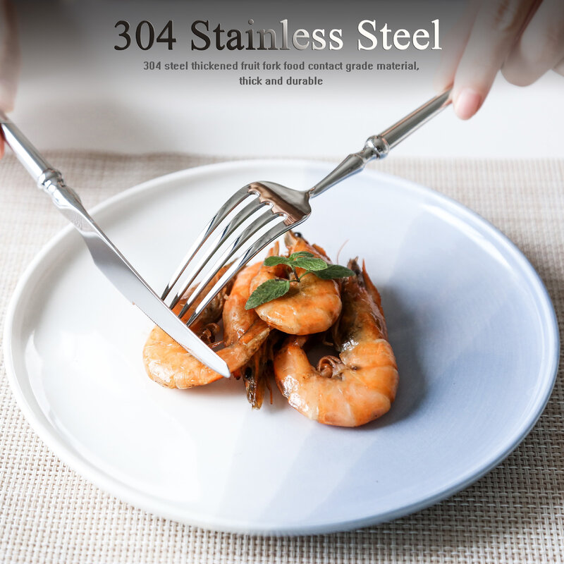 NEW Stainless Steel Bright Silver Cutlery Mirror Household Tablewares Set Steak Knife Fork Coffee Spoon Dessert Fork Chopsticks