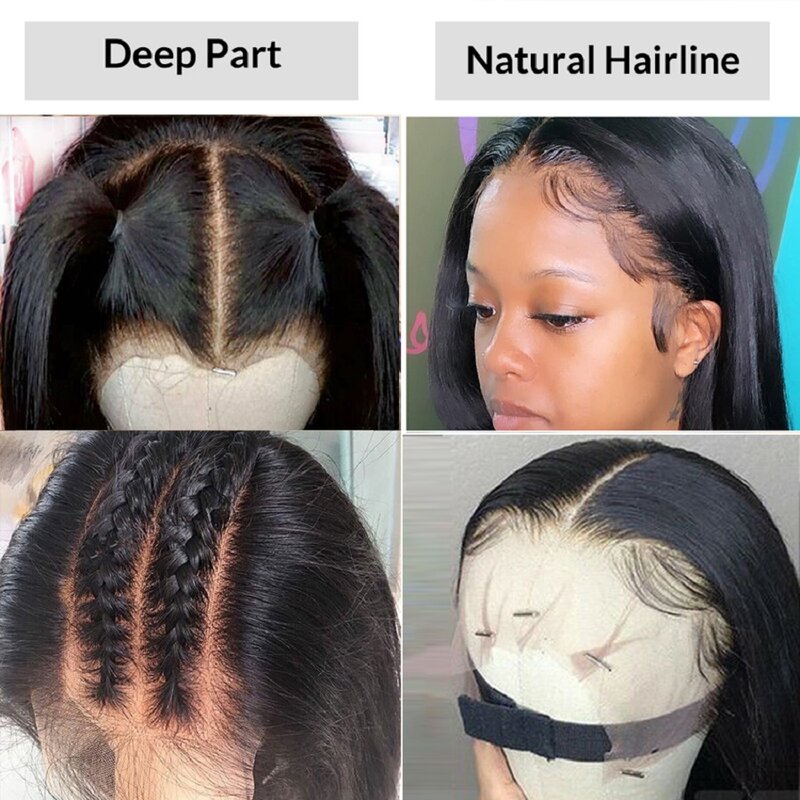 13x 4/13x6 parte dianteira do laço perucas de cabelo humano para as mulheres preplucked 4x4 encerramento peruca remy brasileiro em linha reta peruca frontal do laço 180% densidade