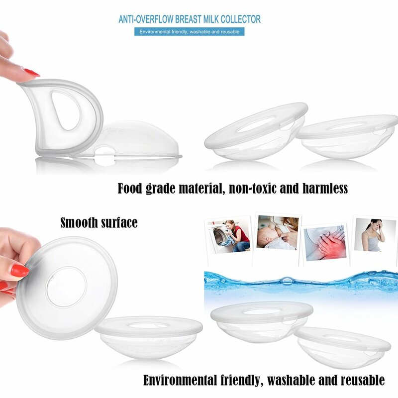 2pc Silica Gel Collection Cover Baby Feeding Breast Milk Collector Soft Postpartum Nipple Suction Container Reusable Nursing Pad