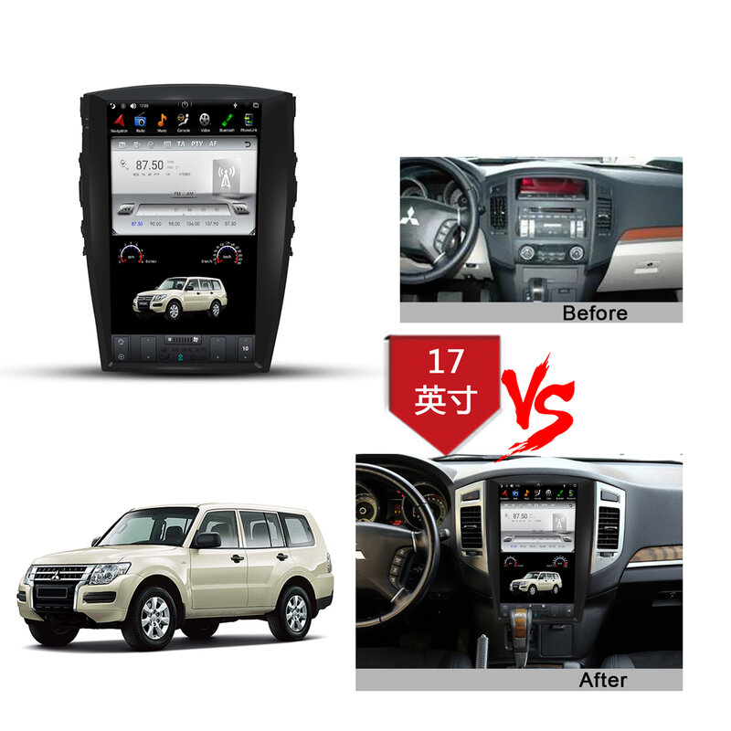 Navegador GPS Vertical para coche, Radio Estéreo, reproductor Multimedia, Android 9,0, estilo Tesla, para MITSUBISHI PAJERO 2006-/Montero/Shogun