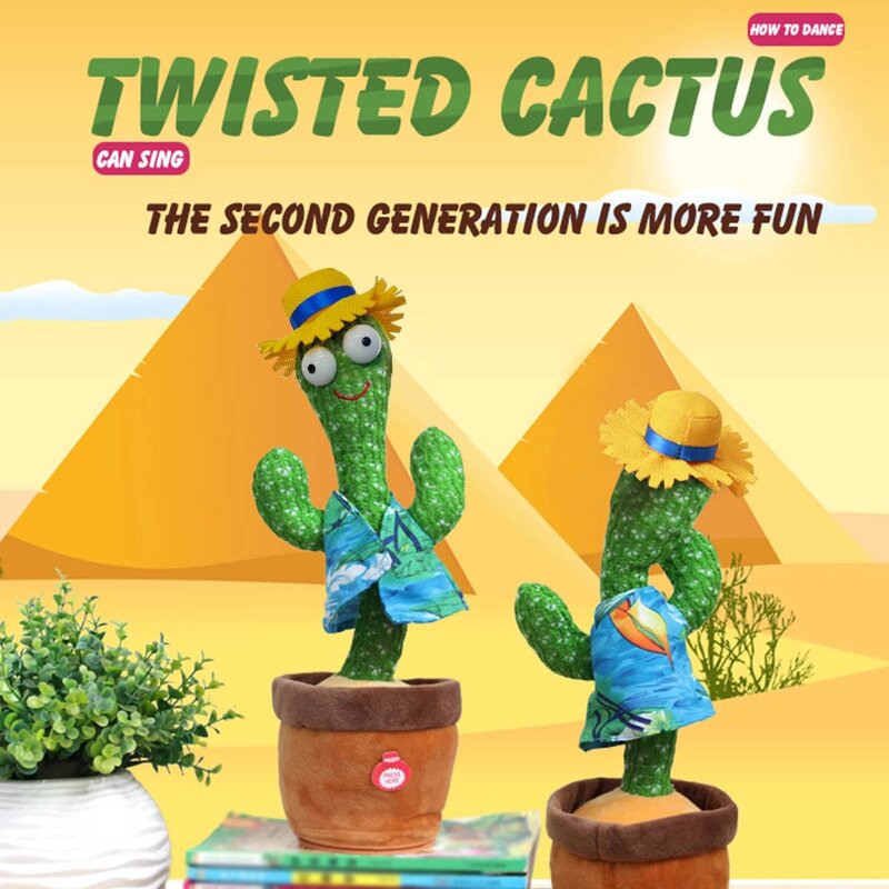 Eletrônico agitação de pelúcia dança brinquedo cactus dança com luz repetir suas palavras bluetooth alto-falante criança brinquedo educação decoração para casa