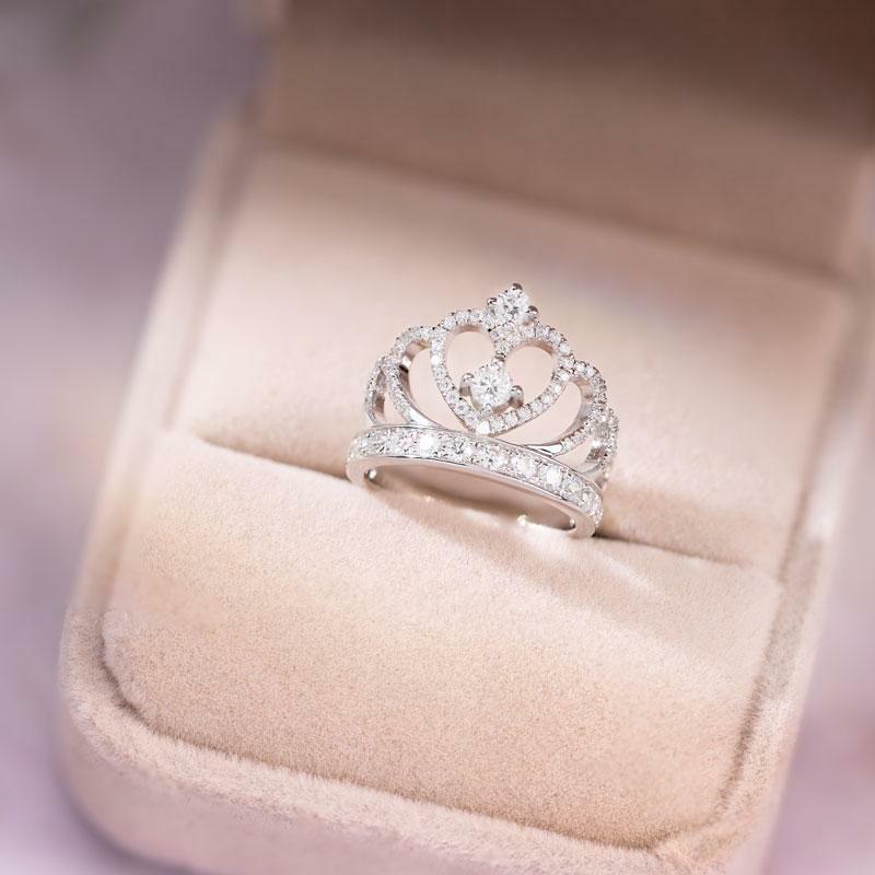925 prata esterlina princesa coroa anel para mulheres marca europeia casamento nupcial anel de noivado tiara anéis jóias finas