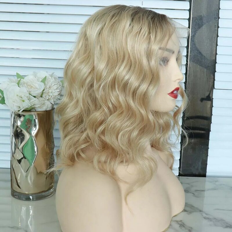 Peluca de pelo sintético ondulado para mujer, accesorio con línea de pelo Natural, parte en T, resistente al calor