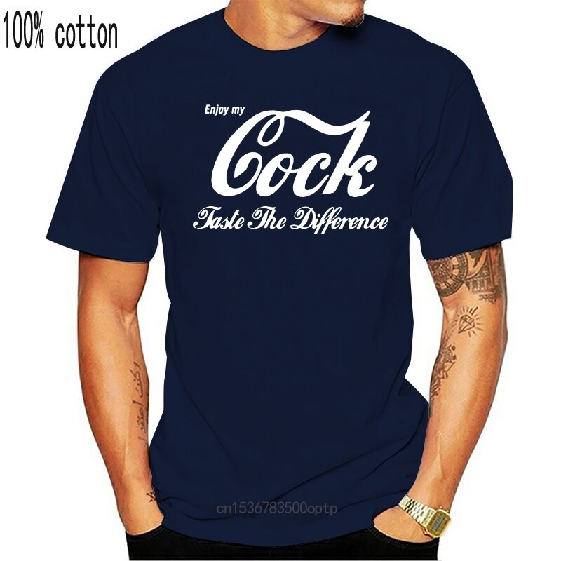 Новая футболка с надписью «Enjoy my Cock», Мужская футболка, женские топы, футболка из 100% хлопка, Забавный принт, футболка с круглым вырезом и коро...