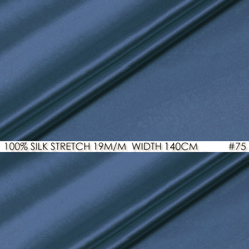Momme – chemises en satin de Soie extensible pour hommes, largeur 19 cm, en Soie pure, tissus en spandex, matière grise et bleue, n ° 75, 140 cm