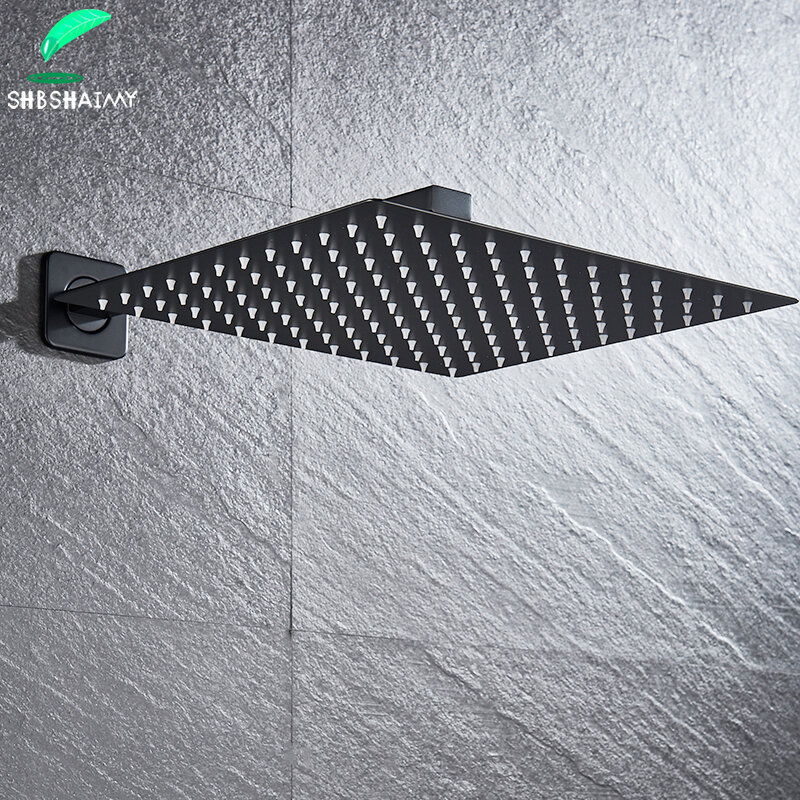 Shbshaimy chrome preto cabeça de chuveiro do banheiro chuvas aço inoxidável 8 10 12 12 maze estilo labirinto quadrado destacável cabeça de chuveiro