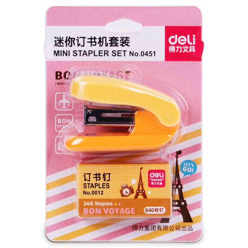 Deli 4 Color Cute Candy Stapler Set. Student Office Mini Stapler With Stapler