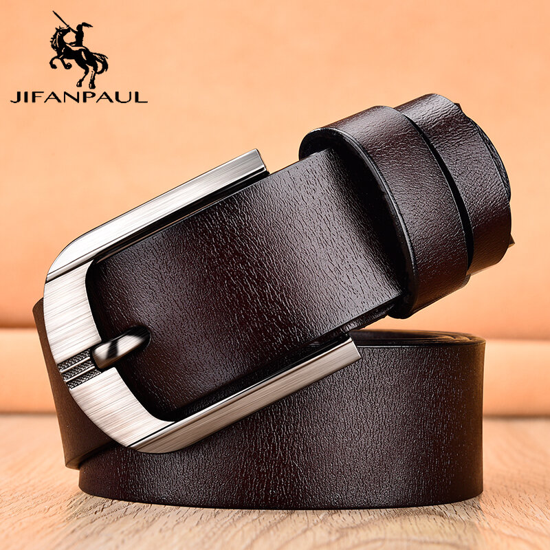 Jifanpaul cintos masculinos de alta qualidade cinto clássico designer beltsretro pino fivela masculina couro moda negócios formal cinto para homem