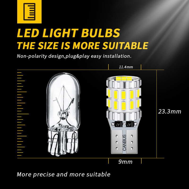 DXZ-bombillas LED Canbus 30SMD WY5W 194 para Interior de coche, luz de lectura para techo de mapa, lámpara de matrícula, 12V, 3W, 10 Uds., W5W, T10