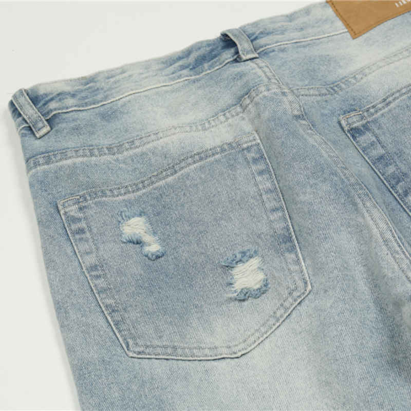 Kpop-pantalones vaqueros rasgados Con agujeros para Hombre y mujer, Ropa desgastada informal coreana, Estilo Vintage, 2021
