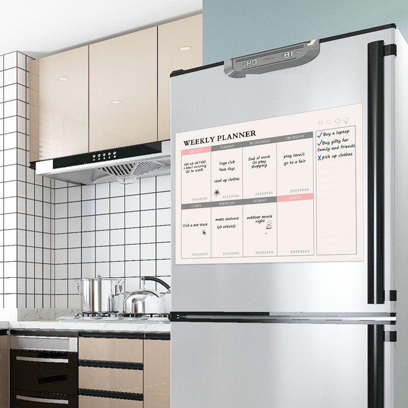 Ímãs de geladeira magnéticos, planejador semanal para quadro branco, planejador diário, quadro de mensagens, tabuleiro de menu de cozinha, gráfico para fazer a lista