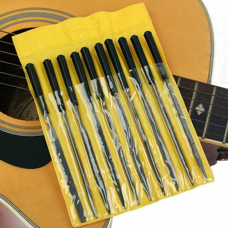 10 pçs kit de arquivo de agulha luthier guitarra moagem arquivo manutenção slot para porca guitarra fret vestir arquivos reparação guitarra luthier ferramenta