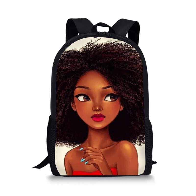 Moda plecak dla dzieci czarny Cartoon afrykańskie dziewczyny wzór torby szkolne Afro Arts Girls Designer dzieci podstawowe torby na książki