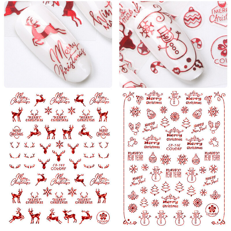 1 Buah Stiker untuk Natal Kuku Decals Kepingan Salju Amplop Natal Manusia Salju Dekorasi untuk Musim Dingin Kuku Manikur Alat