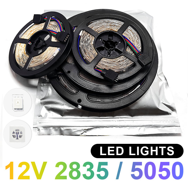 LED diody na wstążce taśma Led RGB 2835 5050 12V Led lights SMD dekoracja wstążka 60 led/m wodoodporna elastyczna taśma Led GRB