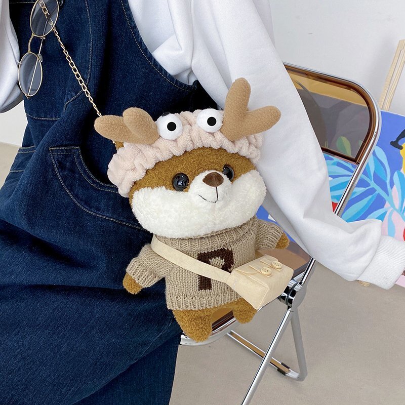 Cartoon Nette frauen Schulter Tasche 2021 Neue Plüsch Puppe Mobile Tasche Ungewöhnliche Modische Kleine Geldbörse Hüfte Hop Party Crossbody taschen