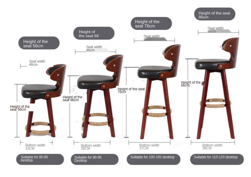 Современный барный стул из массива дерева, барный стул в скандинавском стиле, современный минималистичный барный стул с высокой ножкой, бар...